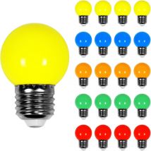Skylantern - Lot de 20 Ampoules Led Multicolores conçues pour Guirlande Guinguette IP65 1,3W - Ampoule Led E27 Multicolores - Ampoule 5cm pour