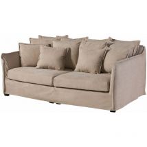 Massivmoebel24 - Canapé 2 places en polyester beige amy - beige