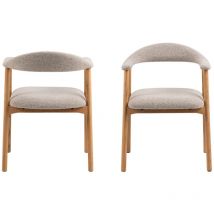 Drawer - Lot de 2 fauteuils de table en tissu et bois - Naturel chiné - anabate