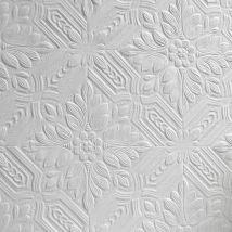 Supaglypta White Paintable Floral Wallpaper Embossed Tough Durable - Anaglypta