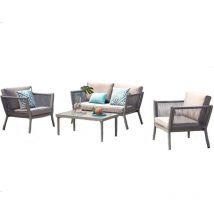 Anahma, salon jardin alu et corde gris clair