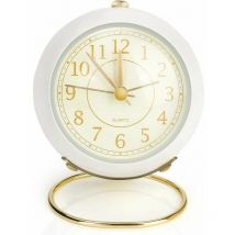 Fortuneville - Alarm Clock, Analog Quartz Alarm Clock with Night Light, 3 Inch Large Dial, Silent No Ticking, Small Bedside Bell Alarm Clock with
