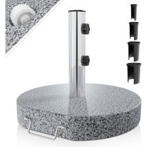 Base Ombrellone - 25 kg, in Granito, con Ruote e Maniglia, Rotondo - Basamento, Supporto per Ombrellone da Giardino, Basi per Ombrelloni, Piantana,