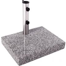 Anaterra - Base per Ombrellone - 25 kg, in Granito, Tubo in Acciaio Inox, Rettangolare, con Adattatori - Parasole, Basamento, Supporto, Base di