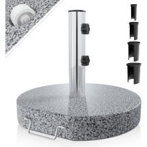 Anaterra - Base de Sombrilla - Redonda, de Pie, 25kg, Granito, Acero Inoxidable, Asas, Ruedas, para Jardín, Portátil, Duradera, Segura - Soporte