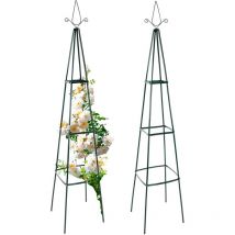 Supporto per Rose Rampicanti - Set di 2, ‎a Piramide, 195x35x35 cm, in Metallo - Graticolato ad Obelisco, Base, Sostegno per Piante, Fiori, Edere,