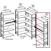 Anbauregal Typ C Zu Eckregal 2000 X 1000 X 300mm Traglast: 150kg/boden