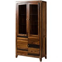 Ancona 235 Vitrine en bois de sheesham - laqué / brun foncé 100x45x200