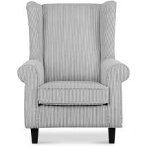 Klassische Sessel miles Gepolsterter und Sitzhocker, Grau, Stoff, Classic, 82x105x97 cm - Konsimo