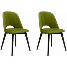 Stuhl 2-tlg Velours-sitz Beine Aus Massivem Buchenholz 'bovio', Grün, Stoff/holz, Modern, 48x86x44 Cm - Konsimo