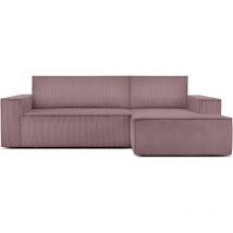 KONSIMO NAPI Ecksofa rechts mit Schlaffunktion, in Pet Friendly Cord-Stoff, violett