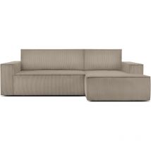 Konsimo - napi Ecksofa rechts, mit Schlaffunktion, in Pet Friendly Cord-Stoff, beige