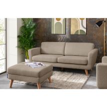 Sitzhocker Gestell Aus Massivholz 'tagio', Braun, Stoff, Scandinavian, 80x46x65cm - Konsimo