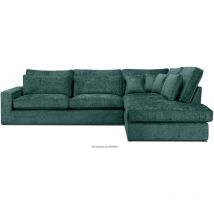 Impera Gemütliches Ecksofa 4/5 Sitzer rechts mit Chenillebezug, blau - Konsimo