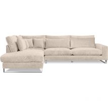 Brentis Gemütliches Ecksofa 4/5 Sitzer links mit Chenillebezug, creme - Konsimo
