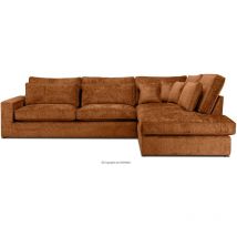 Impera Gemütliches Ecksofa 4/5 Sitzer rechts mit Chenillebezug, orange - Konsimo