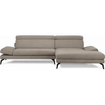 Renar Ecksofa Modern, 4 Sitzer, bewegliche Kopfstütze, graubeige - Konsimo