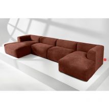 KONSIMO BUFFO 7/8 Sitzer Panorama-Ecksofa mit extrem weicher Sitz, orange
