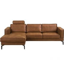 Altha Ecksofa aus Naturleder, Hellbraun - Konsimo