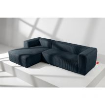 Ferox Modernes Ecksofa Links aus breitem Cordstoff, marineblau - Konsimo
