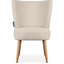 Konsimo – Einzelsessel APPA – Boucle-Stoff – Buchenholzbeine – Ecru/Eiche Dekor