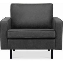 KONSIMO INVIA Großer Loft-Sessel aus Leder und Mikrofaser, dunkelgrau