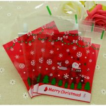 Andere Weihnachtsdekorationen, 100 Stück 10x10 Weihnachts-selbstklebe-verpackungsbeutel Weihnachtsbeutel Bonbonbeutel Macaronbeutel Handgemachte 