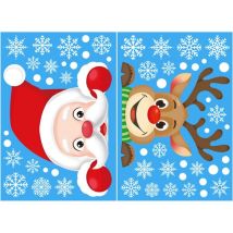 Andere Weihnachtsdekorationen, Weihnachtsfensteraufkleber, 2 Wiederverwendbare Karten, Schnee-fensteraufkleber, Weihnachtsmann Und Rudolph