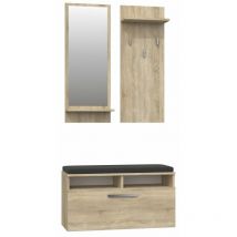 ANDERS Meuble d'entrée contemporain avec coussin 85x46x35 cm Banc de Rangement à Chaussures Avec miroir