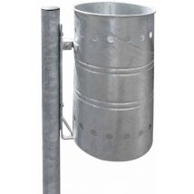 Andrys Srl - andrys - Cestino Portarifiuti da Esterno con Staffa e Cestino, da inghisare a Terra, Acciaio Verniciato, 26 x 35 x 120 cm, Colore Nero