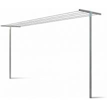 Andrys Srl - Andrys - Étendoir à Linge à Tube Carré, Démontable, à Encastrer, Sans Fils, avec Bouchons en pvc Noirs, en Acier, Couleur Grise, 80 x 40