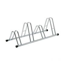 Andrys - Râtelier Porte-vélos 4 places, avec embouts en PVC noirs, galvanisé à froid, couleur argent, 110 x 42 x 38 cm