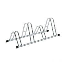 Andrys - Soporte para Bicicletas de 4 Puestos, con Tapones de PVC Negros, Galvanizado en Frío, Color Plata, 110 x 42 x 38 cm