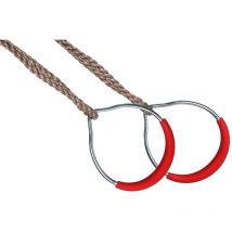 KBT - Anelli da ginnastica in metallo rosso con corda in polipropilene