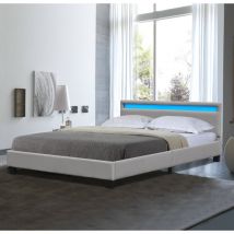 Nuits D'or - angel - Solide et Confortable Lit 120x190 avec Sommier + Tête de Lit avec Eclairage led Couleur gris + Pieds en 10 cm pour matelas en