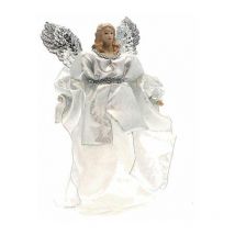 Ingrocart - Angelo natalizio decorato 36 cm - colore argento - addobbo decorazione natale