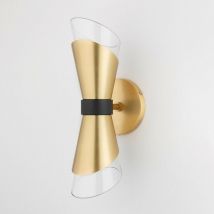 Angie 2 Light Wall Sconce Polished Nickel, Black, Glass