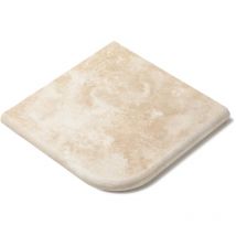 Ro'ma Nature - Angle Sortant pour margelles Travertin 1er choix - 33x33x3 cm - Bord rond - Beige Light