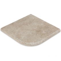 Ro'ma Nature - Angle Sortant pour margelles Travertin 1er choix - 33x33x3 cm - Bord rond - Beige Mix
