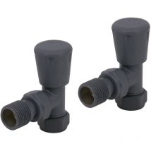 Warmehaus 15mm Radiator and Towel Rail Valves Twin Pack Angled Radiator Valves Anthracite