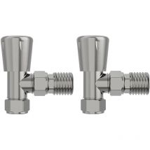 NRG - Angled Lockshield Radiator Valves Set 15mm x 1/2' Twin Pack Satin Nickel