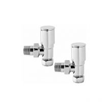 NRG - Angled Round Head Chrome Towel Rail Designer Radiator Valves One Pair