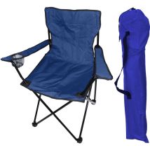 Anglersessel mit Getränkehalter Blau – Klappstuhl für Angler, Camping – Max. Belastbarkeit 110 kg – Stahlgestell – B 81 cm x T 46 cm x H 80 cm