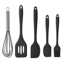Angolo cottura, set di 5 utensili da cucina in silicone resistente al calore Nero Rapanda