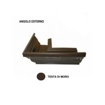 Angolo esterno in lamiera preverniciata colore testa di moro per grondaia B7 SV.416