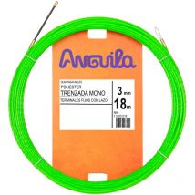 Max 7.3300.018 Guida Passacavi Speciale Tubi Stretti Poliestere Intrecciato Monofilamento 3mm 18 Metri e Terminali Fissi con Fiocco, Verde - Anguila