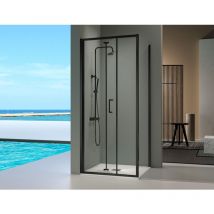 Kassandra - Angular de ducha Panel fijo Pared lateral: 67 - 69 cm + Puerta plegable 70 cm prisma Negro Pared lateral: 67 - 69 cm