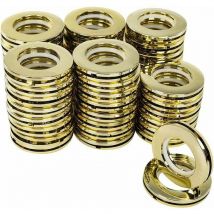 Lechuang - Anillos de cortina de 40 mm, redondos, para barra de cortina, de plástico, con ojales, clips, 50 unidades, dorado brillante