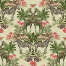 Animal Kingdom Jungle Themed Wallpaper Cream Matt Finish Feature Wall