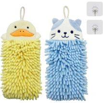 Animal mignon Serviette Essuie-Mains Suspendue, serviette microfibre douce et pelucheuse Serviettes absorbantes à séchage rapide avec boucle de